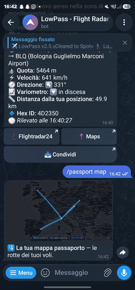 Mappa del passaporto voli generata da LowPass